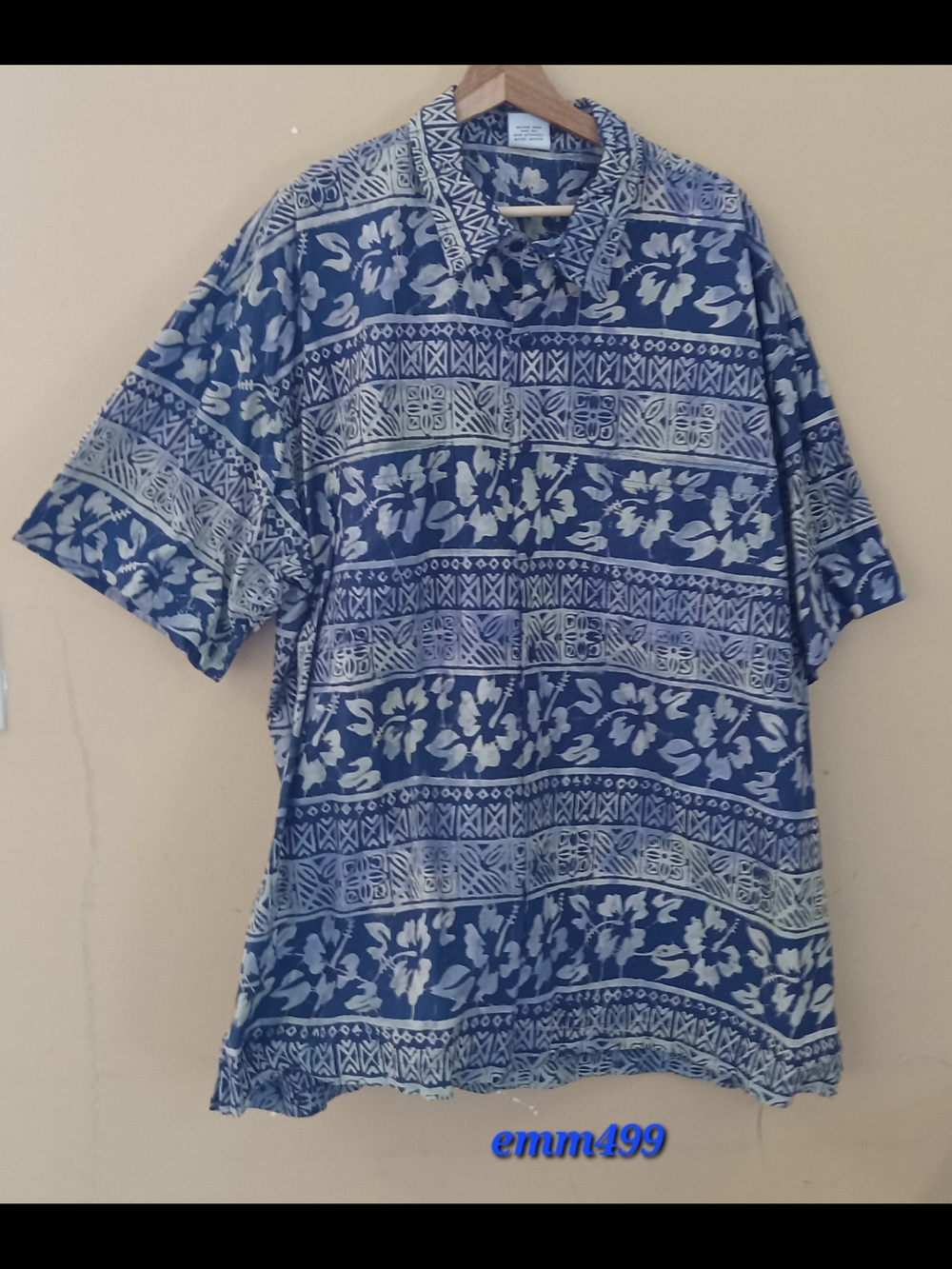 Casual Blue Floral Short-Sleeve Button-Down Shirt